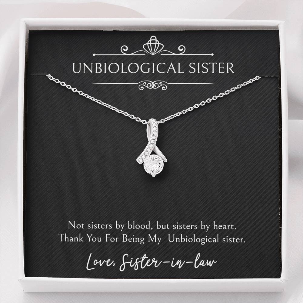 To My Unbiological Sister Gifts, Sister By Heart, Alluring Beauty Necklace For Women, Birthday Present Idea From Sister-in-law