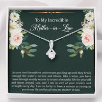 Load image into Gallery viewer, To My Mother-in-Law Gifts, Like A Lotus , Alluring Beauty Necklace For Women, Birthday Mothers Day Present From Daughter-in-law
