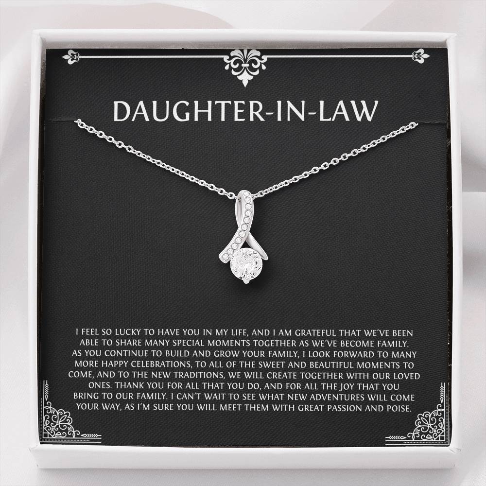 To My Daughter-in-law Gifts, I'm Lucky To Have You, Alluring Beauty Necklace For Women, Birthday Present Idea From Mother-in-law