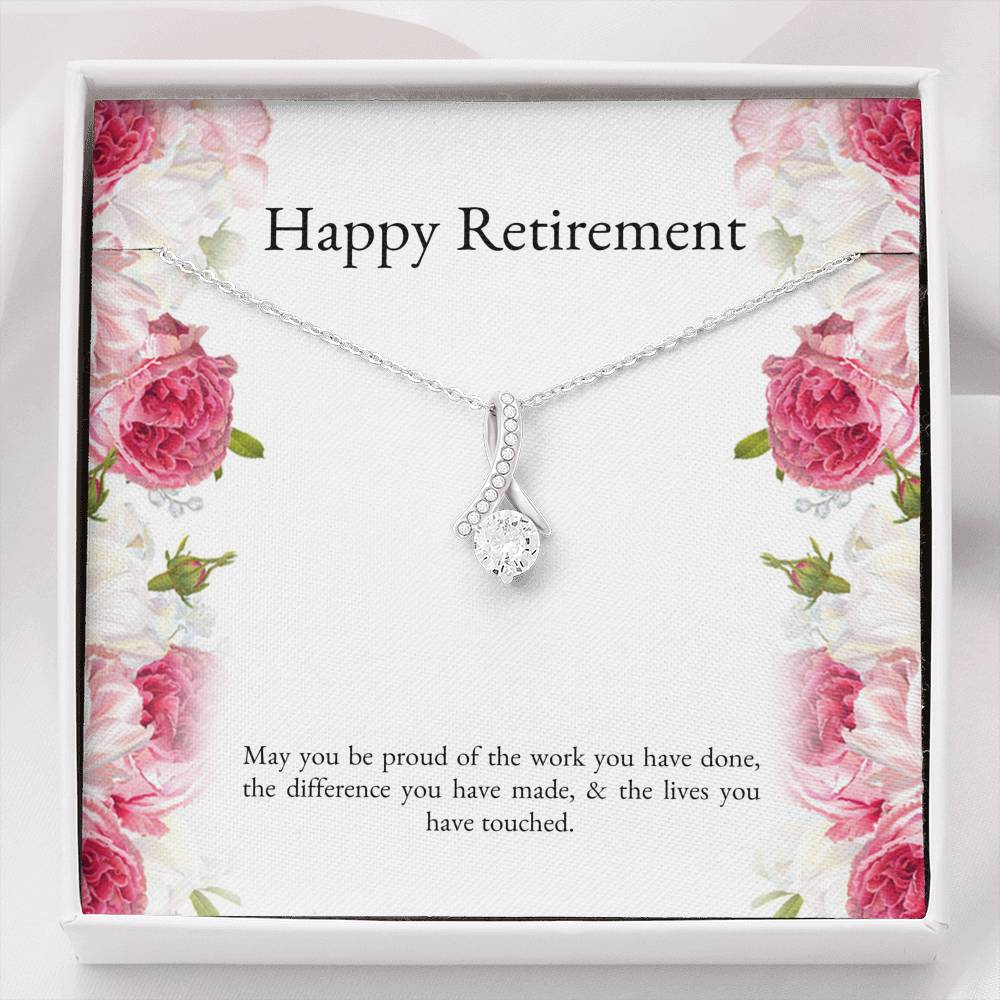 Retirement Gifts, Lives You Touched, Happy Retirement Alluring Beauty Necklace For Women, Retirement Party Favor From Friends Coworkers