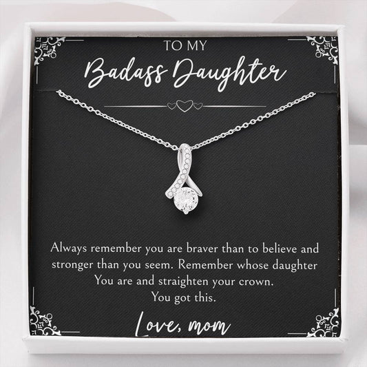 To My Badass Daughter Gifts, You Are Braver Than You Believe, Alluring Beauty Necklace For Women, Birthday Present Idea From Mom