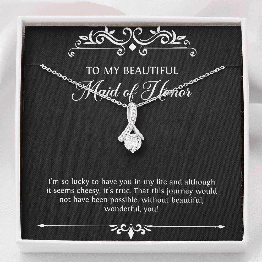 To My Maid of Honor Gifts, I'm Lucky To Have You, Alluring Beauty Necklace For Women, Wedding Day Thank You Ideas From Bride
