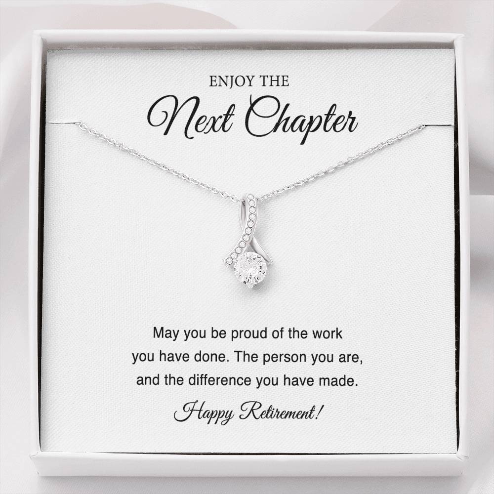 Retirement Gifts, Next Chapter, Happy Retirement Alluring Beauty Necklace For Women, Retirement Party Favor From Friends Coworkers