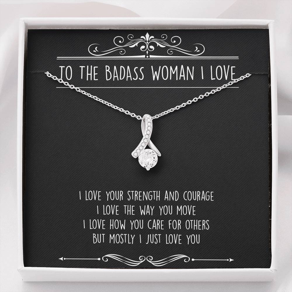 To My Badass Wife, I Just Love You, Alluring Beauty Necklace For Women, Anniversary Birthday Valentines Day Gifts From Husband