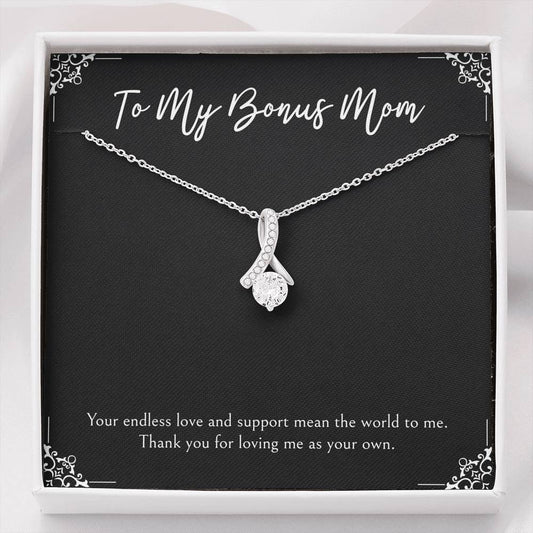 To My Bonus Mom Gifts, Endless Love And Support, Alluring Beauty Necklace For Women, Birthday Mothers Day Present From Bonus Daughter