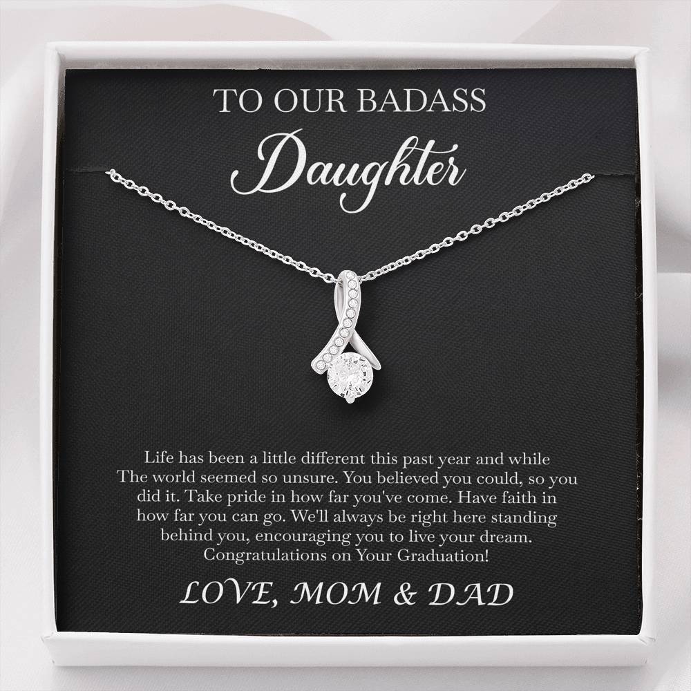To My Badass Daughter Gifts, Congratulations, Alluring Beauty Necklace For Women, Graduation Present Ideas From Mom Dad