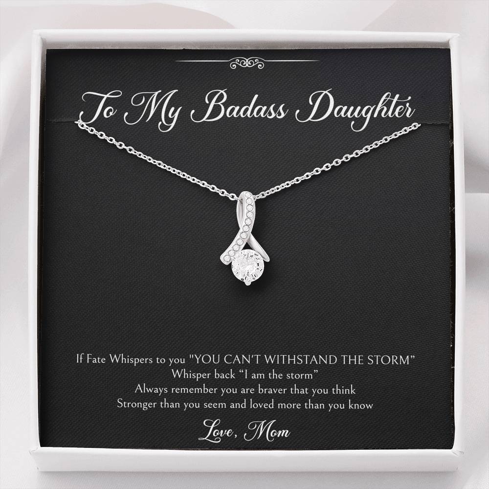 To My Badass Daughter Gifts, I Am The Storm, Alluring Beauty Necklace For Women, Birthday Present Idea From Mom