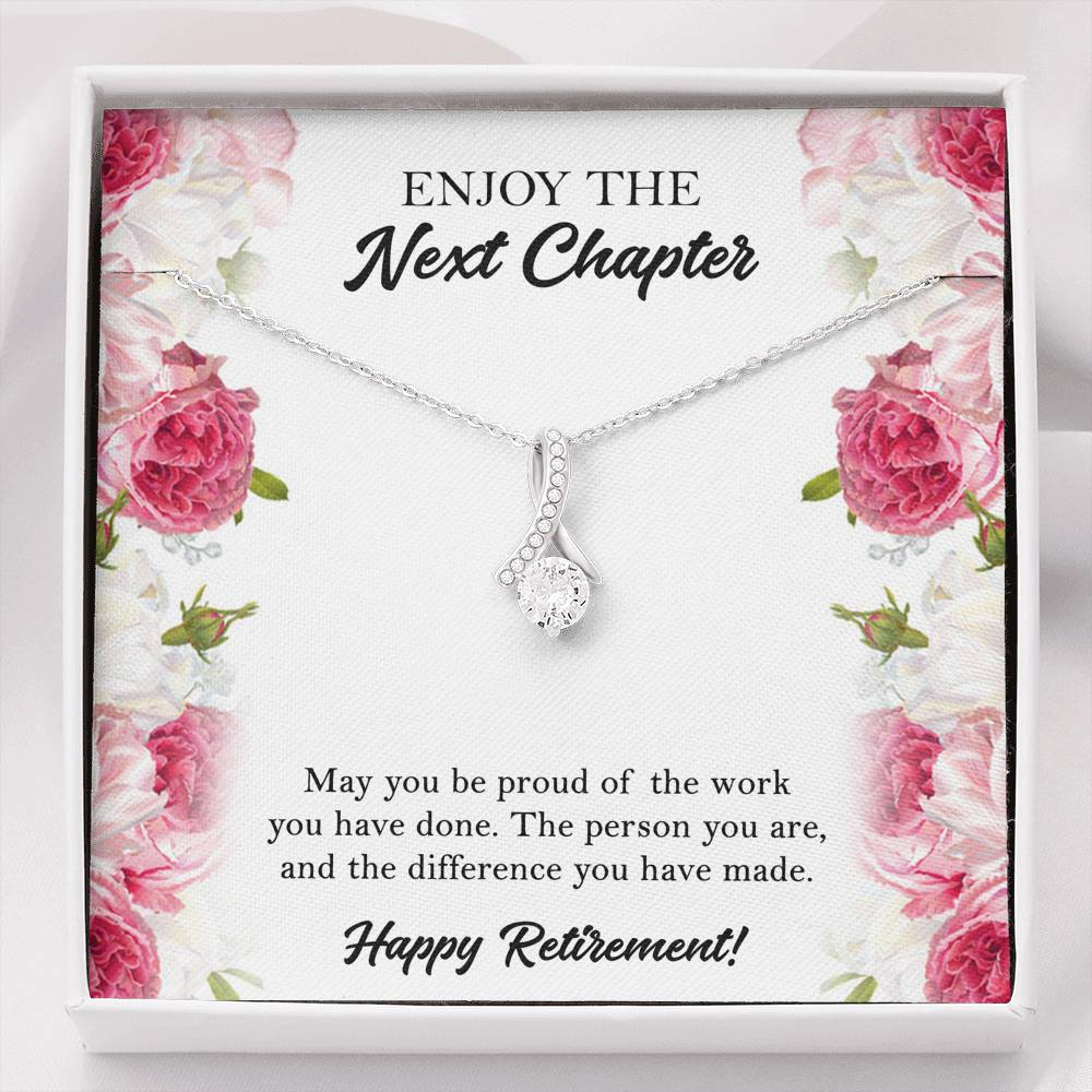 Retirement Gifts, Next Chapter, Happy Retirement Alluring Beauty Necklace For Women, Retirement Party Favor From Friends Coworkers