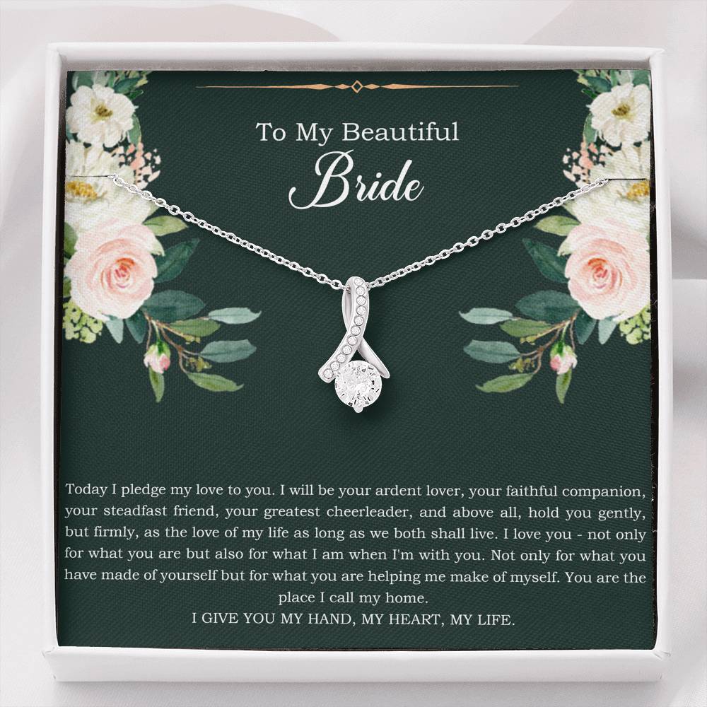 To My Bride Gifts, Today I Pledge My Love To You, Alluring Beauty Necklace For Women, Wedding Day Thank You Ideas From Groom