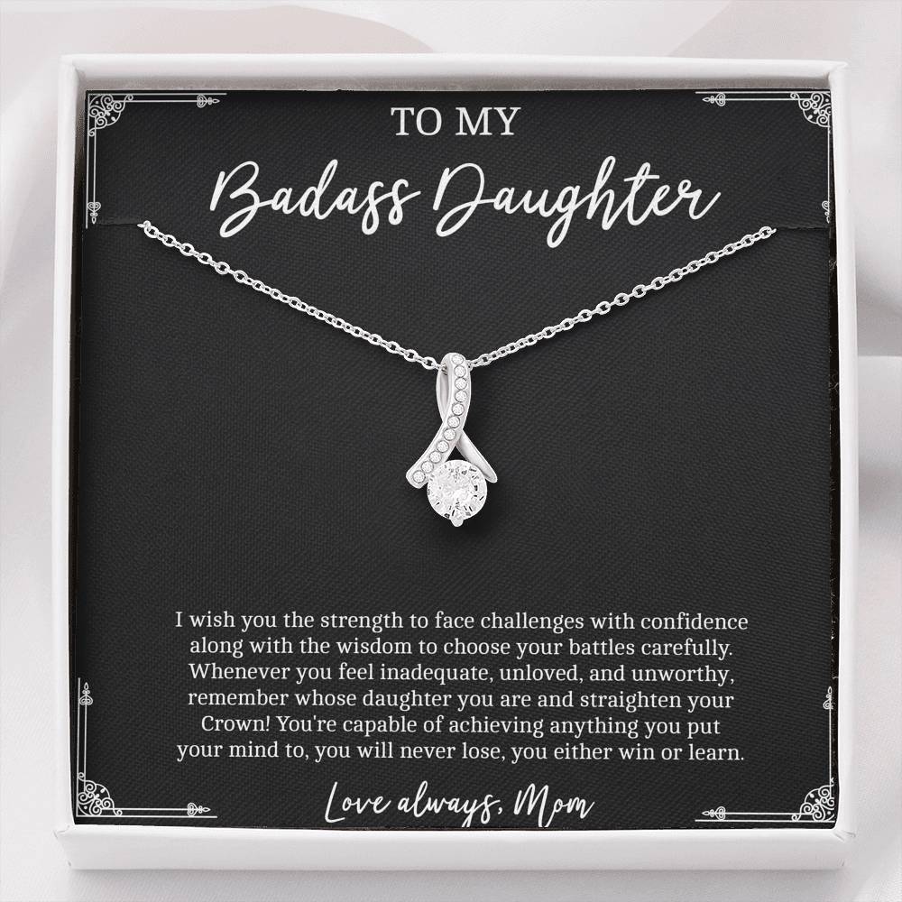 To My Badass Daughter Gifts, I Wish You Strength To Face Challenges, Alluring Beauty Necklace For Women, Birthday Present Idea From Mom