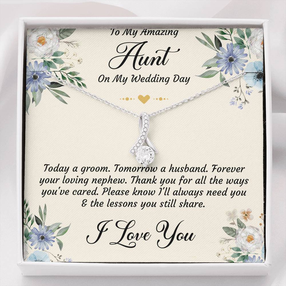 Aunt of the Groom Gifts, Forever Your Nephew, Alluring Beauty Necklace For Women, Wedding Day Thank You Ideas From Groom