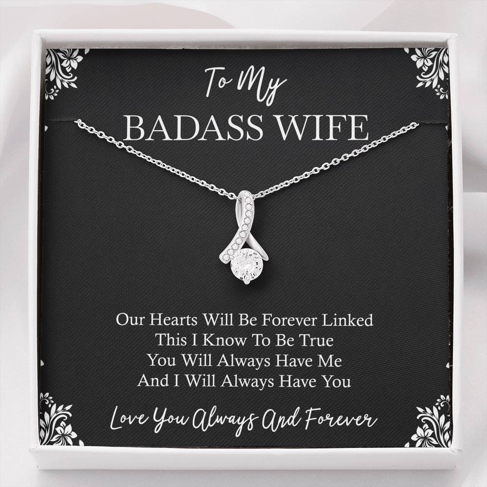 To My Badass Wife, You Will Always Have Me, Alluring Beauty Necklace For Women, Anniversary Birthday Valentines Day Gifts From Husband