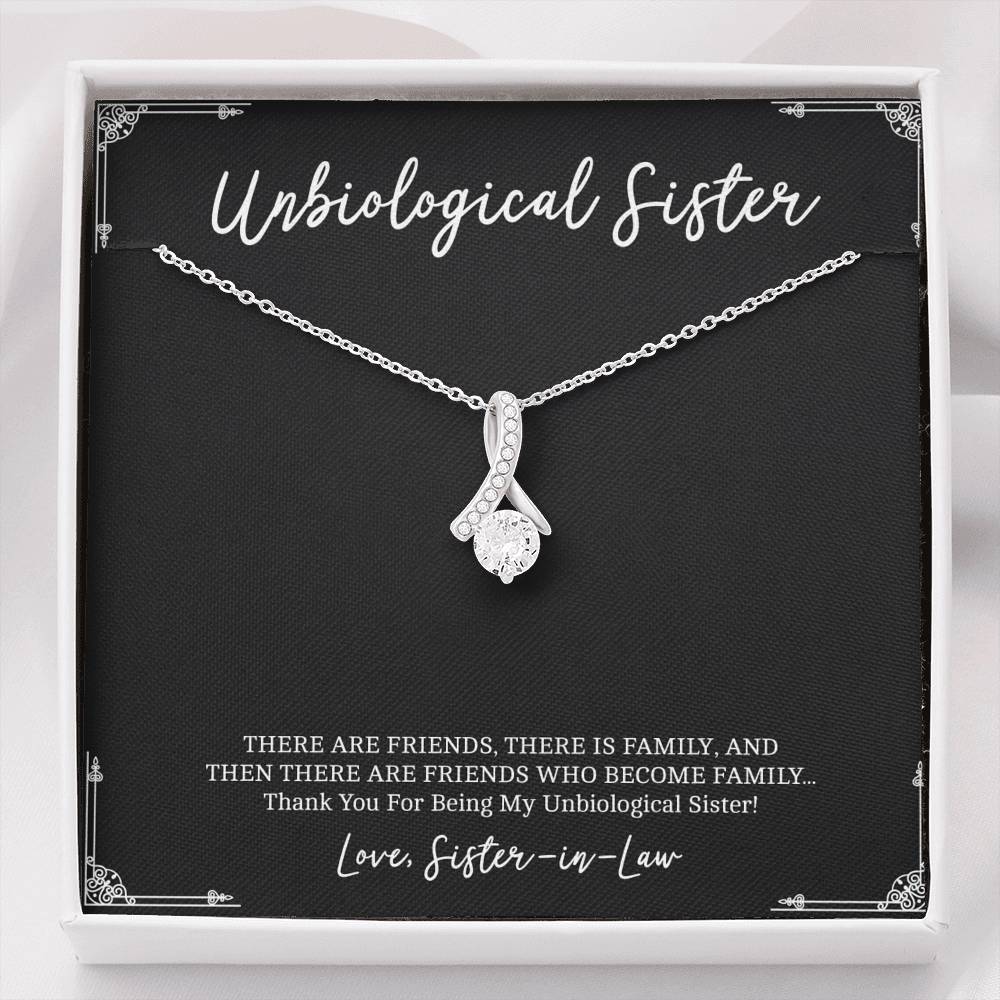 To My Unbiological Sister Gifts, Friends Who Become Family, Alluring Beauty Necklace For Women, Birthday Present Idea From Sister-in-law