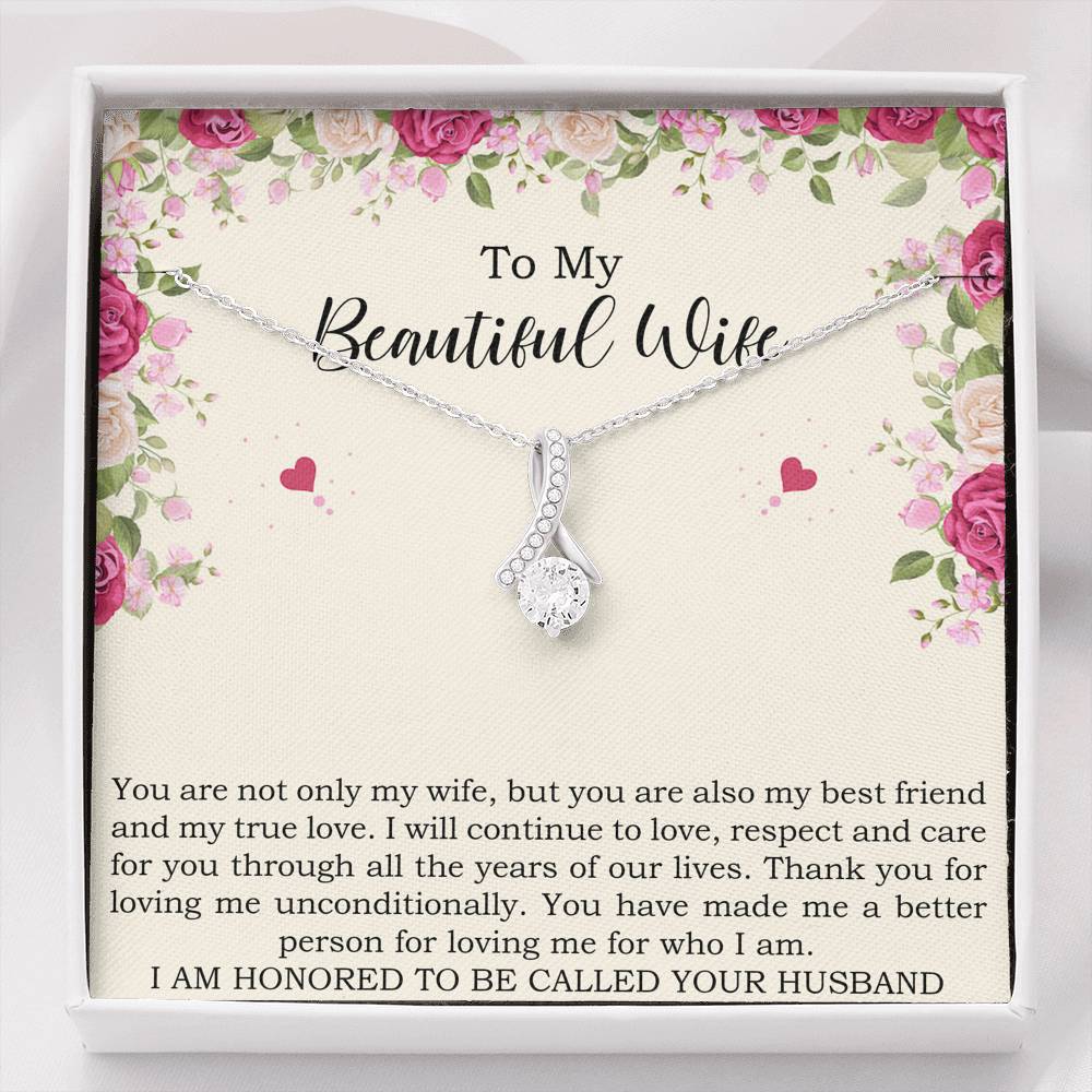 To My Wife, To My Beautiful Wife, Alluring Beauty Necklace For Women, Anniversary Birthday Gifts From Husband