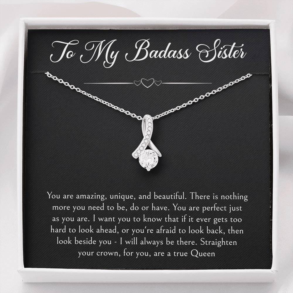 To My Badass Sister Gifts, You Are Amazing, Alluring Beauty Necklace For Women, Birthday Present Ideas From Sister Brother