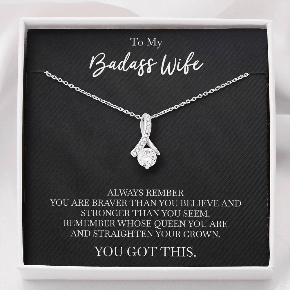 To My Badass Wife, Always Remember, Alluring Beauty Necklace For Women, Anniversary Birthday Gifts From Husband