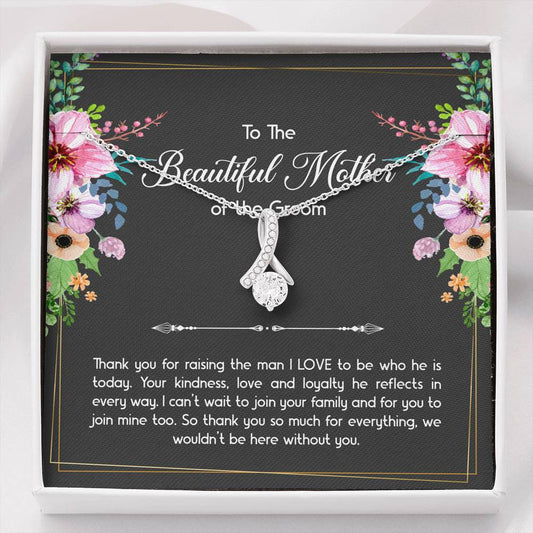 Mom Of The Groom Gifts, Thank You For Raising The Man I Love, Alluring Beauty Necklace For Women, Wedding Day Thank You Ideas From Bride