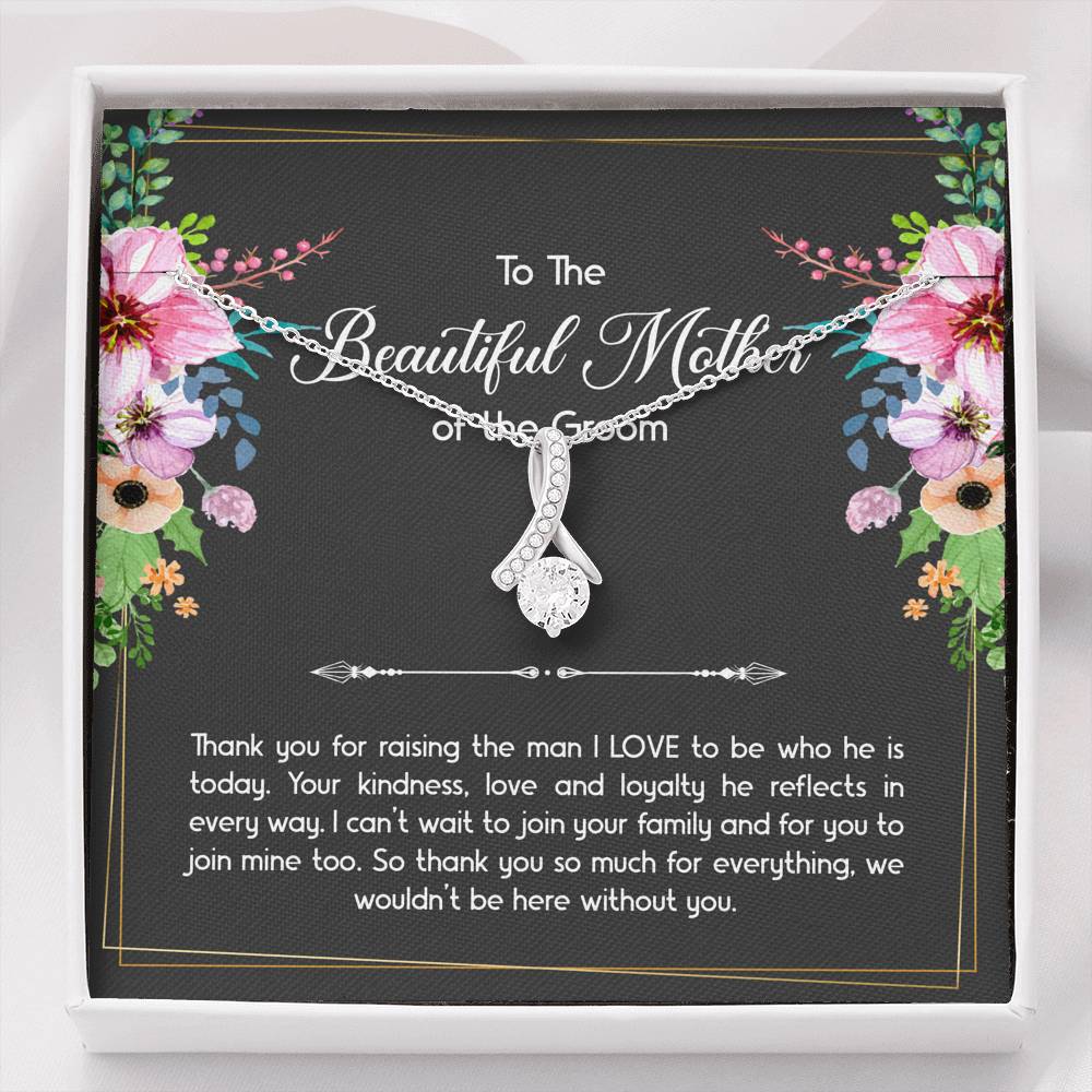 Mom Of The Groom Gifts, Thank You For Raising The Man I Love, Alluring Beauty Necklace For Women, Wedding Day Thank You Ideas From Bride