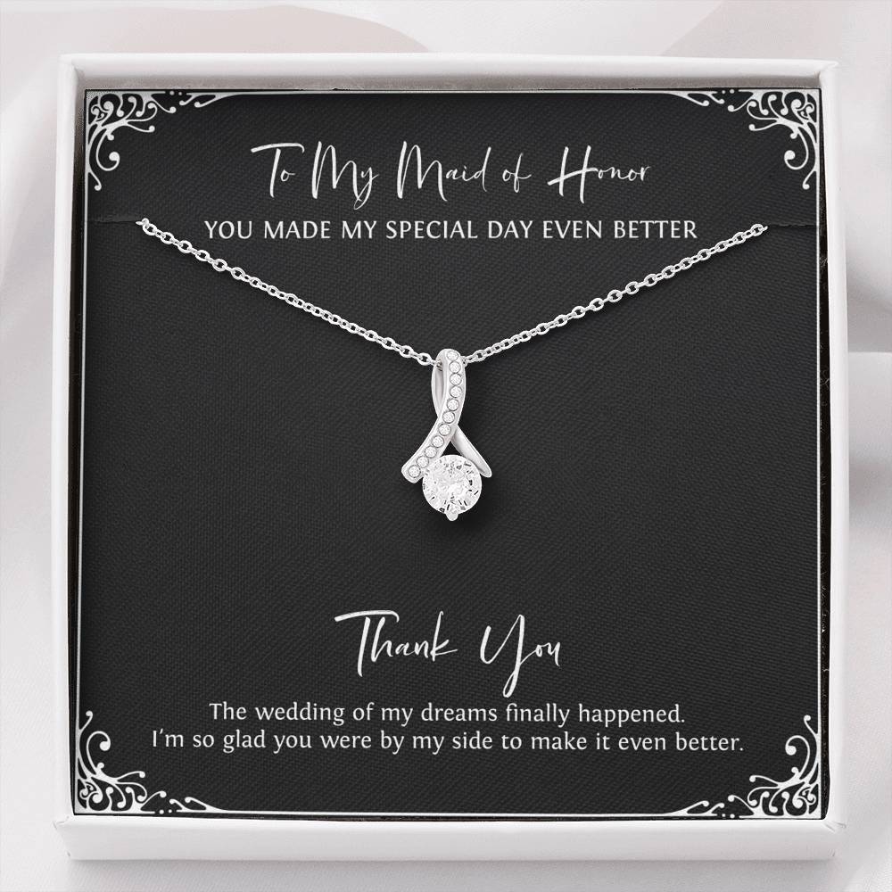 To My Maid Of Honor Gifts, I'm Glad You're By My Side, Alluring Beauty Necklace For Women, Wedding Day Thank You Ideas From Bride