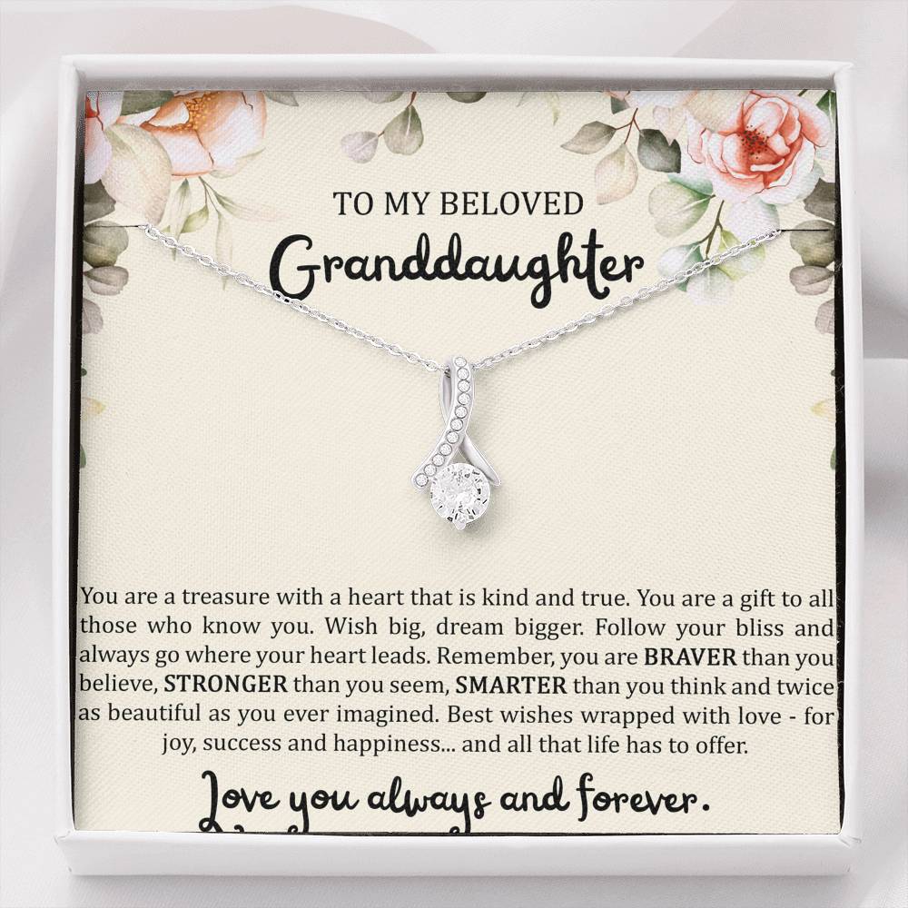 To My Granddaughter Gifts, You Are A Treasure With A Heart, Alluring Beauty Necklace For Women, Birthday Present Idea From Grandma