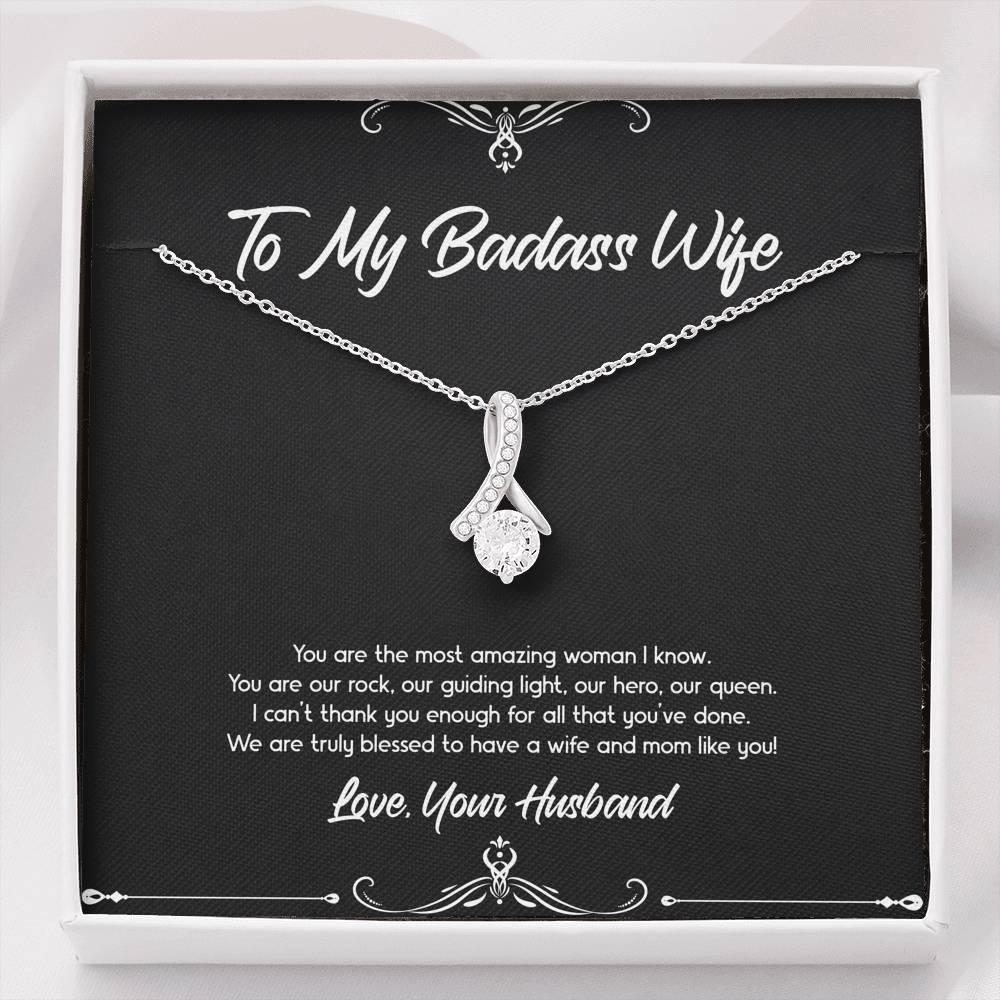 To My Badass Wife, You Are Our Rock, Alluring Beauty Necklace For Women, Anniversary Birthday Valentines Day Gifts From Husband