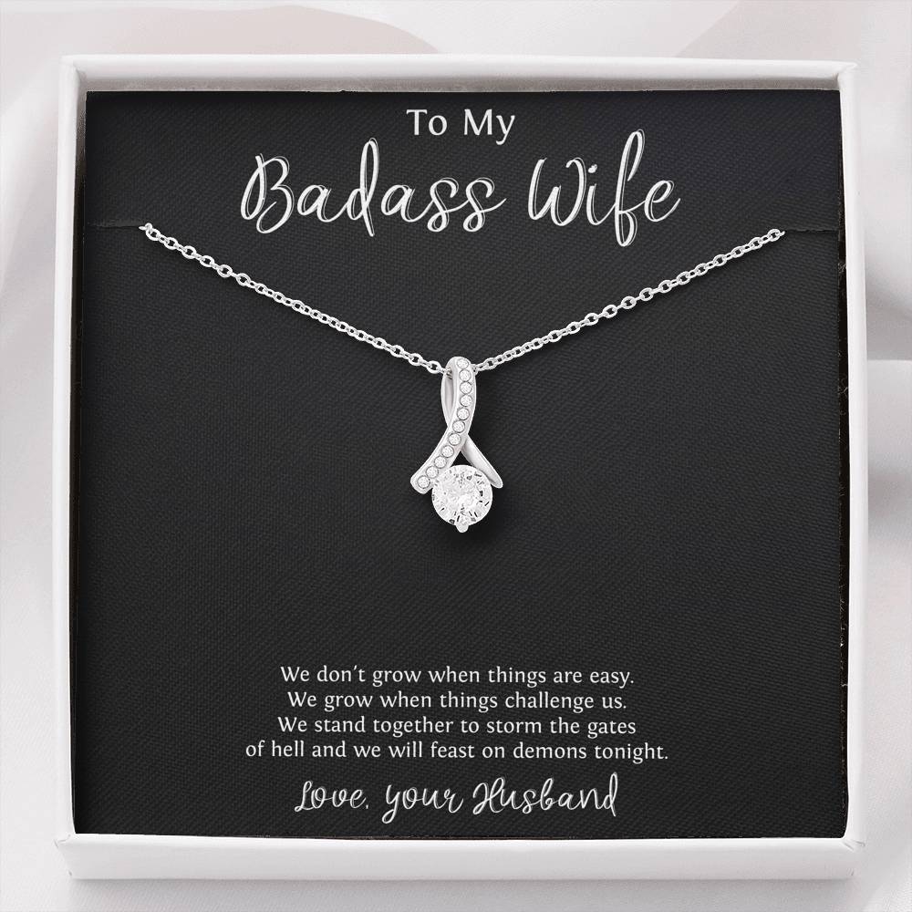 To My Badass Wife, We Stand Together, Alluring Beauty Necklace For Women, Anniversary Birthday Valentines Day Gifts From Husband