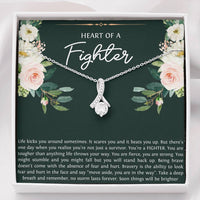 Load image into Gallery viewer, Encouragement Gifts, Heart of a Fighter, Motivational Alluring Beauty Necklace For Women, Sympathy Inspiration Friendship Present
