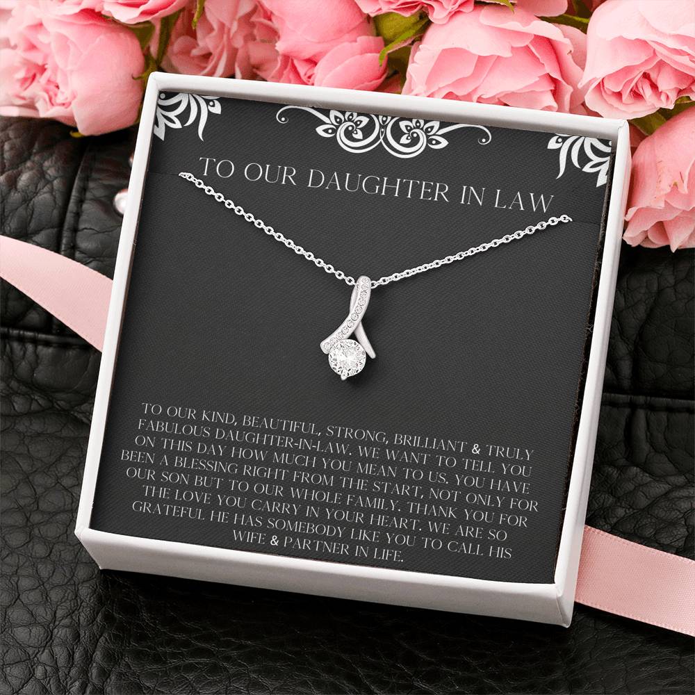 To My Daughter in Law Gifts, Thank You For The Love, Alluring Beauty Necklace For Women, Birthday Present Idea From Mother-in-law