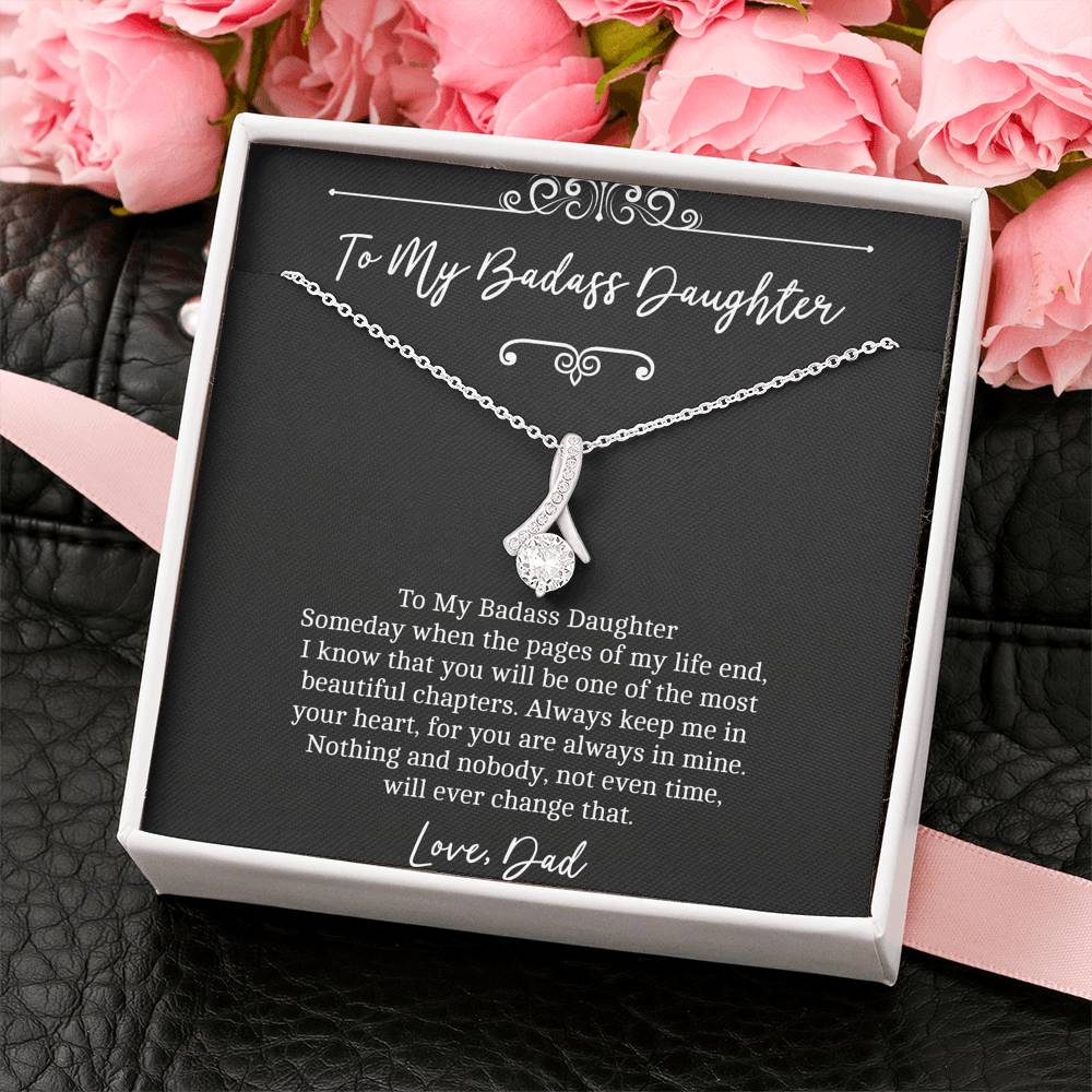 To My Badass Daughter Gifts, Someday When The Pages of My Life End, Alluring Beauty Necklace For Women, Birthday Present Idea From Dad