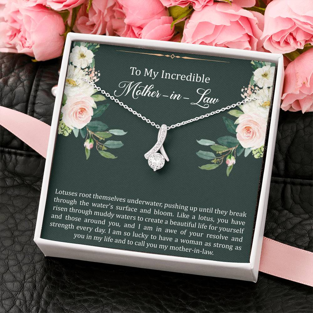 To My Mother-in-Law Gifts, Like A Lotus , Alluring Beauty Necklace For Women, Birthday Mothers Day Present From Daughter-in-law