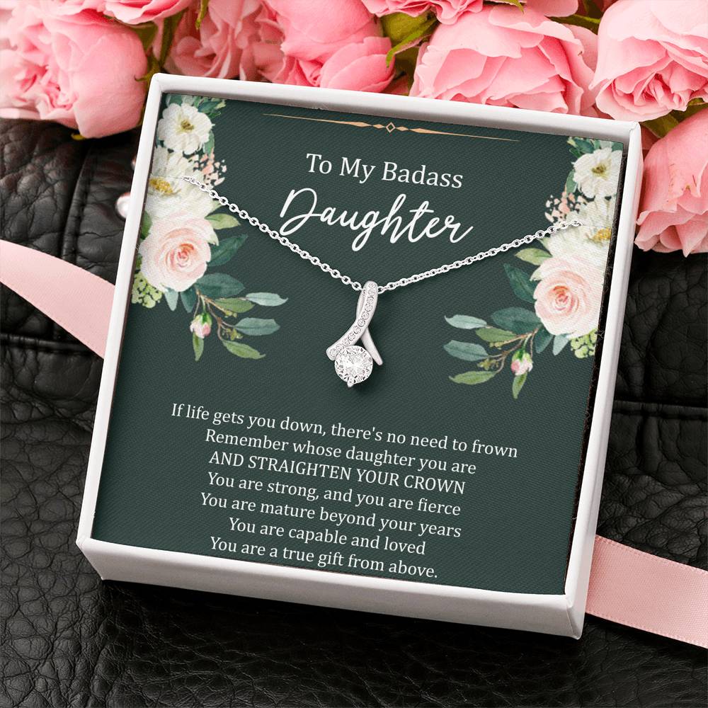 To My Badass Daughter Gifts, If Life Gets You Down, Alluring Beauty Necklace For Women, Birthday Present Idea From Mom
