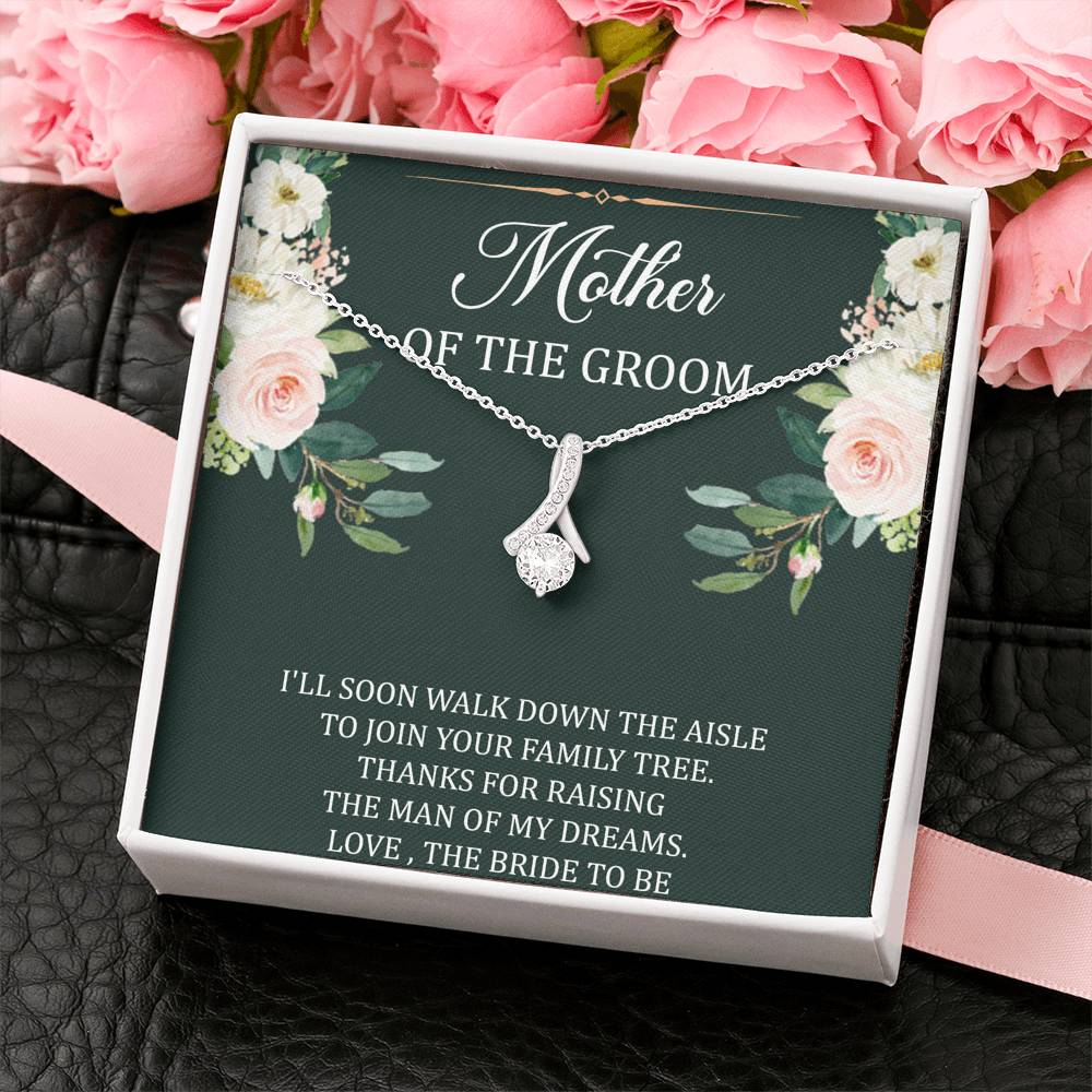 To My Mom of the Bride Gifts, I'll Soon Walk Down The Aisle, Alluring Beauty Necklace For Women, Wedding Day Thank You Ideas From Groom