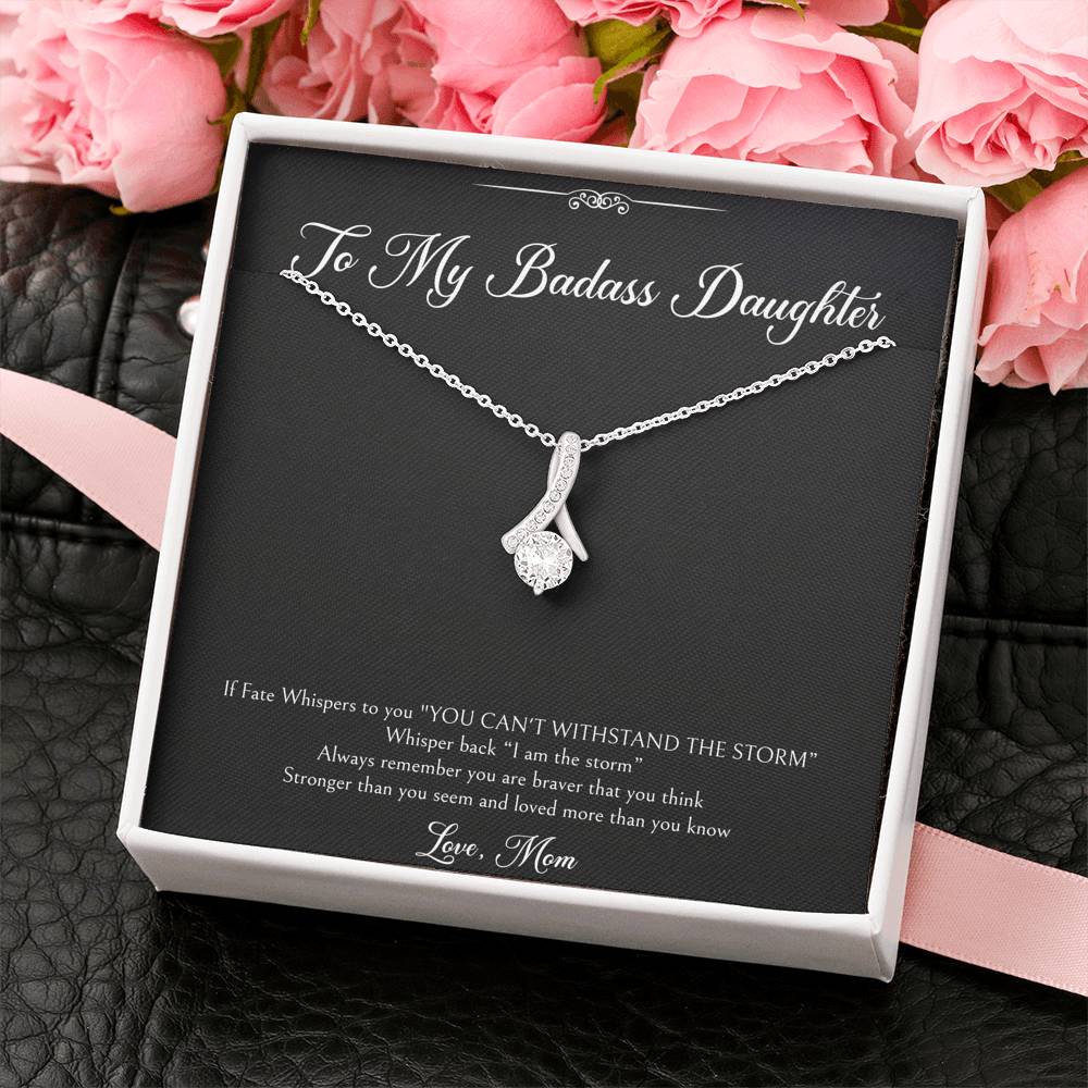 To My Badass Daughter Gifts, I Am The Storm, Alluring Beauty Necklace For Women, Birthday Present Idea From Mom