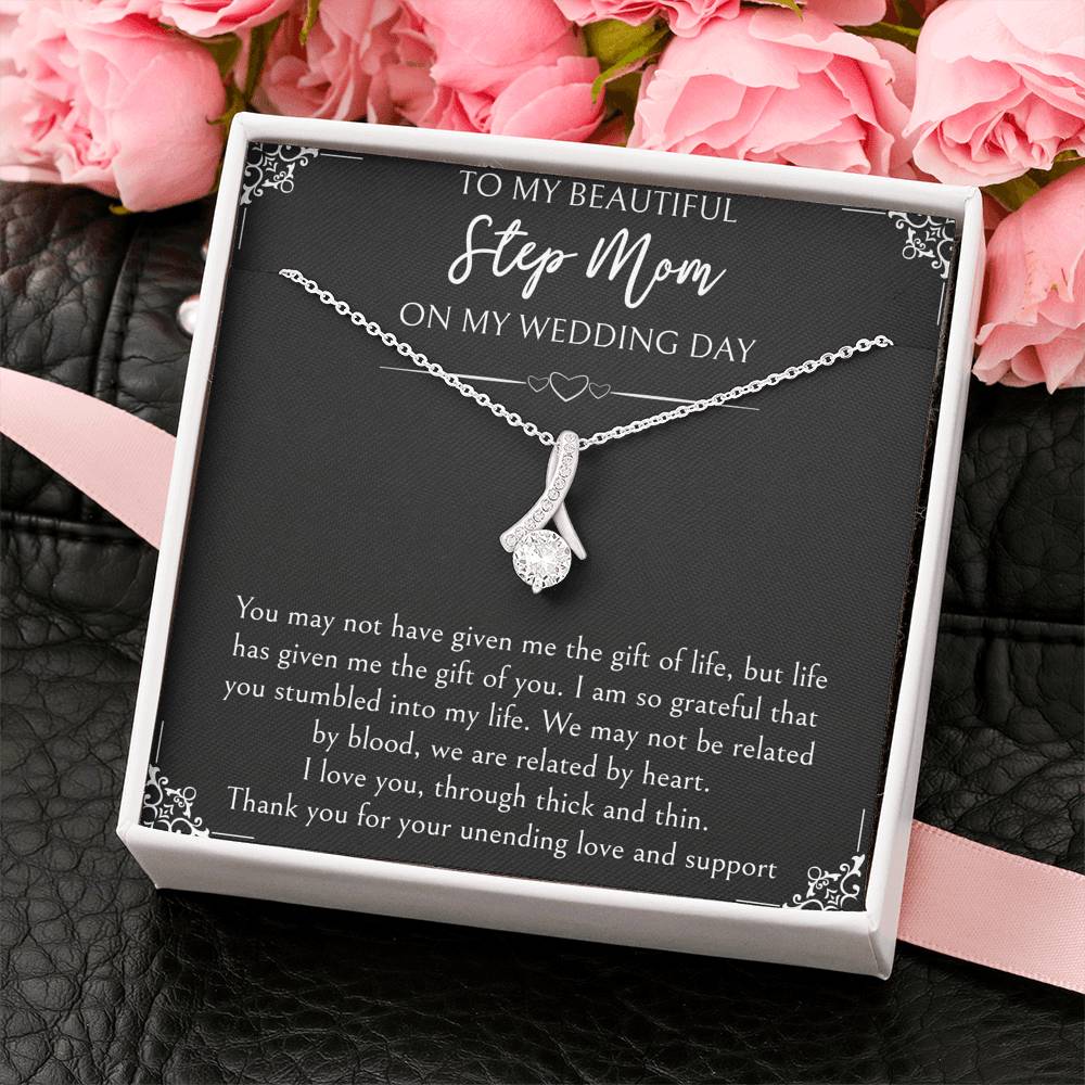 To My Bonus Mom Gifts, I Am So Grateful, Alluring Beauty Necklace For Women, Wedding Day Thank You Ideas From Bride