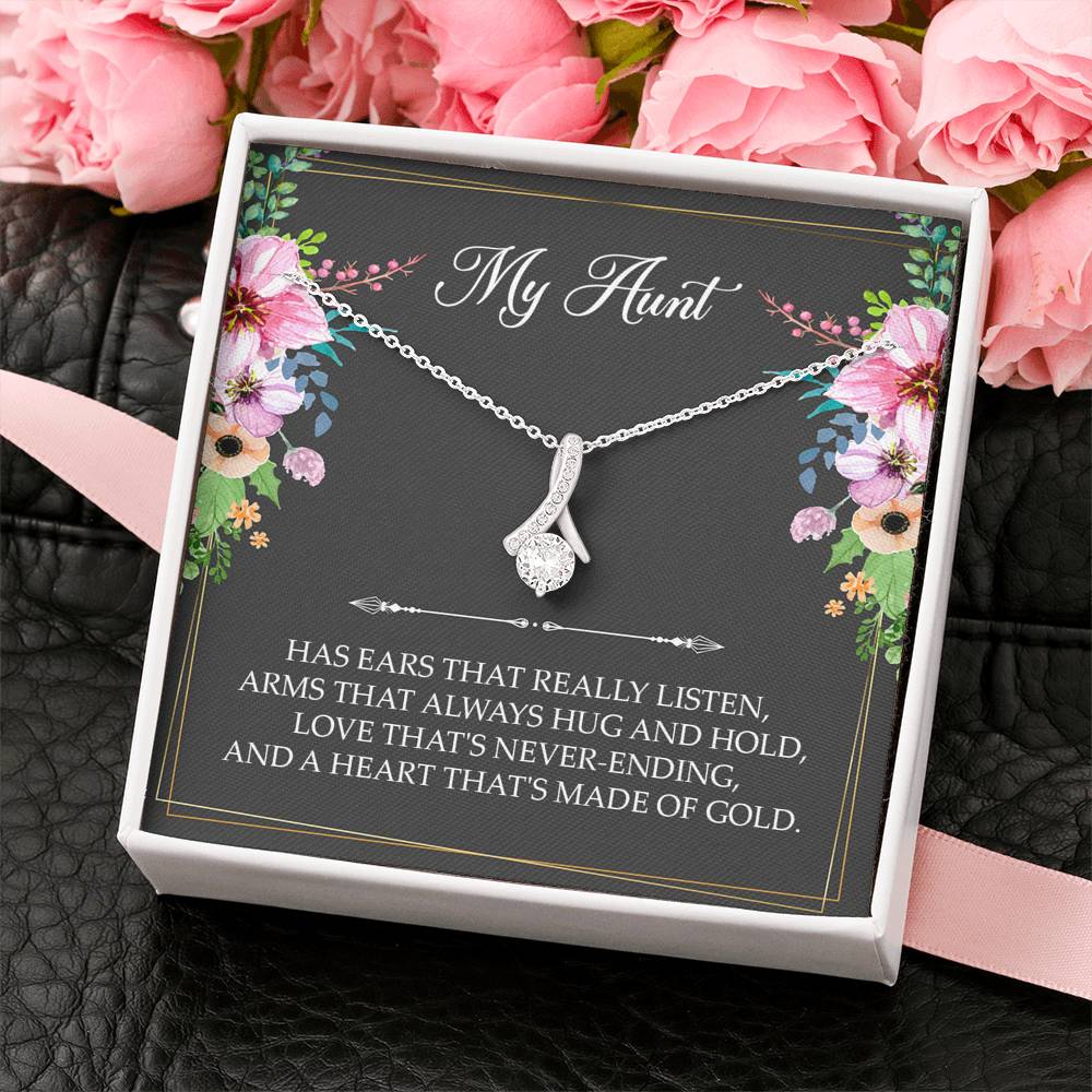 To My Aunt Gifts, Has Ears That Really Listen, Alluring Beauty Necklace For Women, Aunt Birthday Present From Niece Nephew