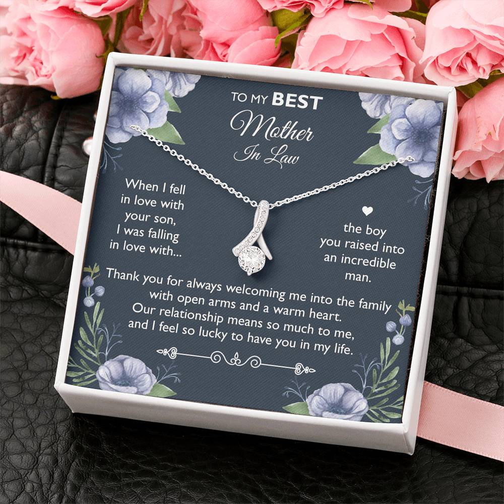 To My Mother-in-law Gifts, I Feel So Lucky, Alluring Beauty Necklace For Women, Birthday Mothers Day Present From Daughter-in-law Son-in-law