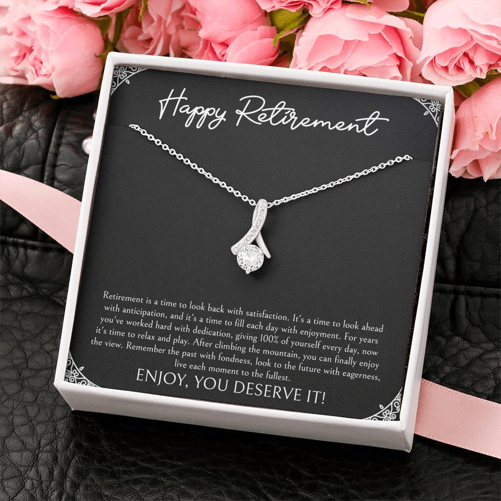 Retirement Gifts, Time To Relax, Happy Retirement Alluring Beauty Necklace For Women, Retirement Party Favor From Friends Coworkers