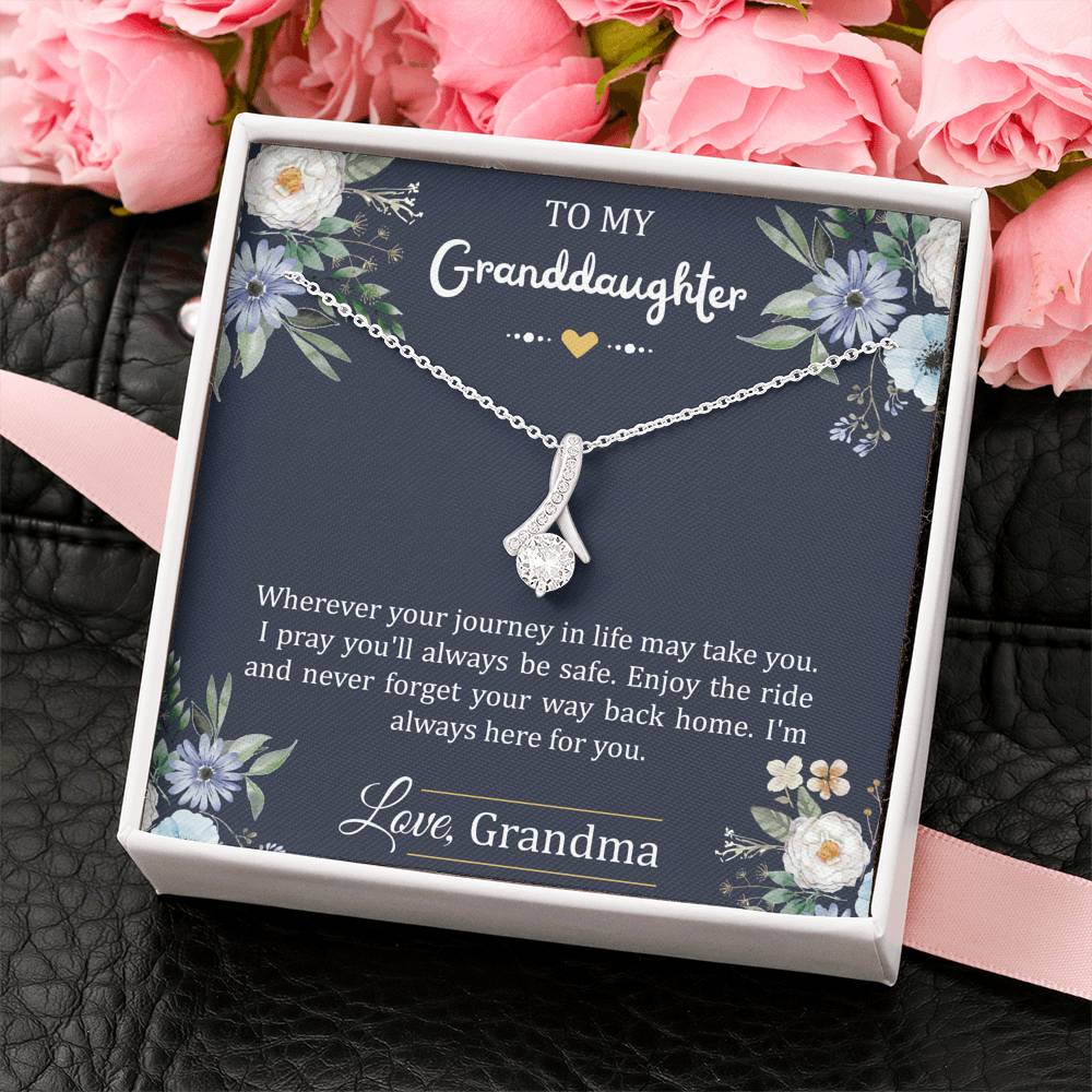 To My Granddaughter Gifts, I'm Always Here For You, Alluring Beauty Necklace For Women, Birthday Present Idea From Grandma