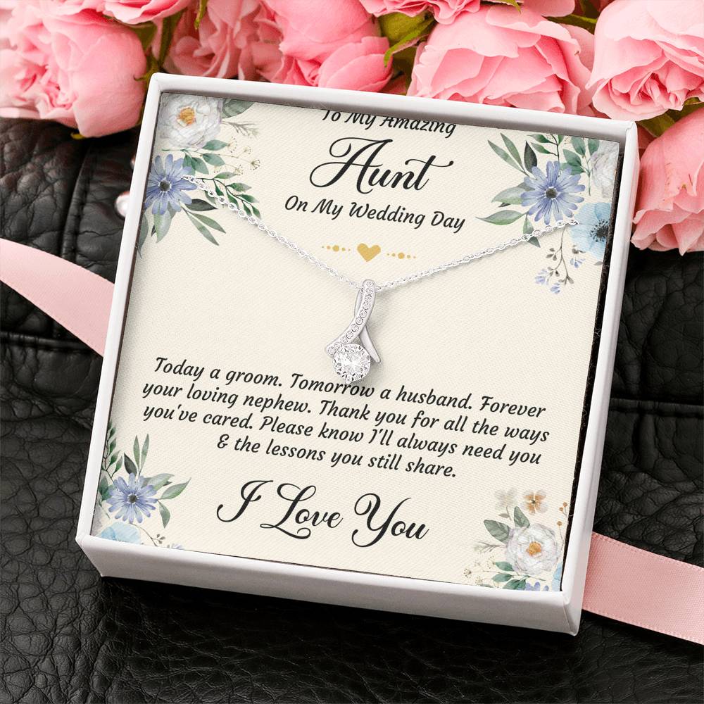 Aunt of the Groom Gifts, Forever Your Nephew, Alluring Beauty Necklace For Women, Wedding Day Thank You Ideas From Groom
