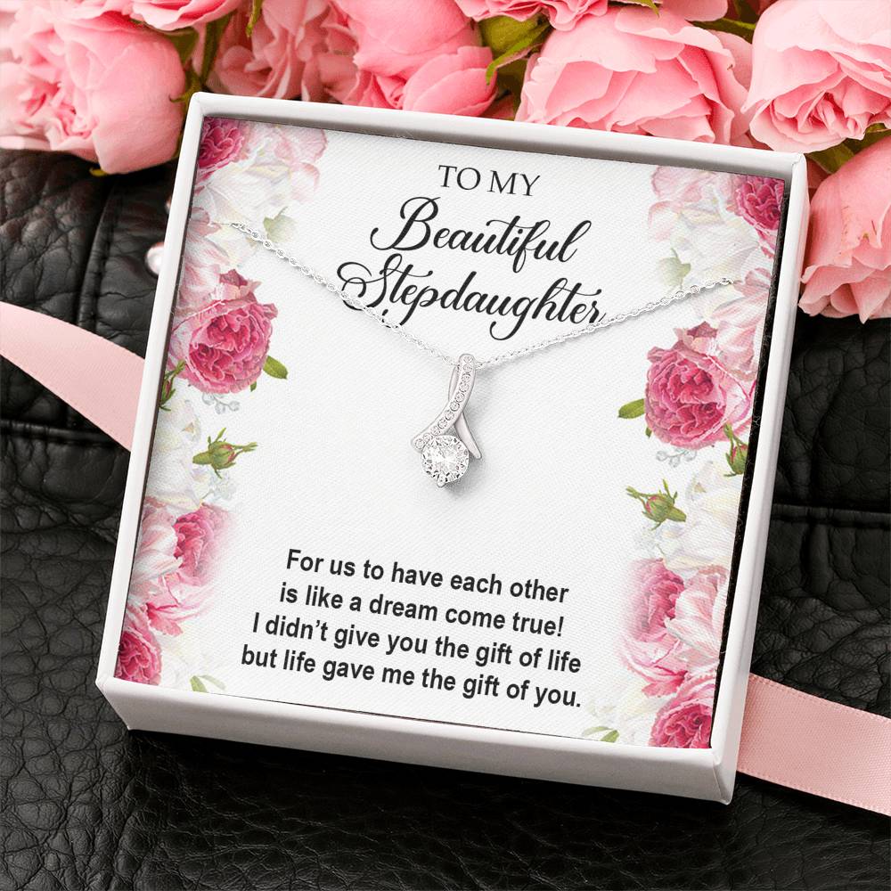 To My Stepdaughter Gifts, For Us To Have Each Other, Alluring Beauty Necklace For Women, Birthday Present Idea From Stepmom Stepdad