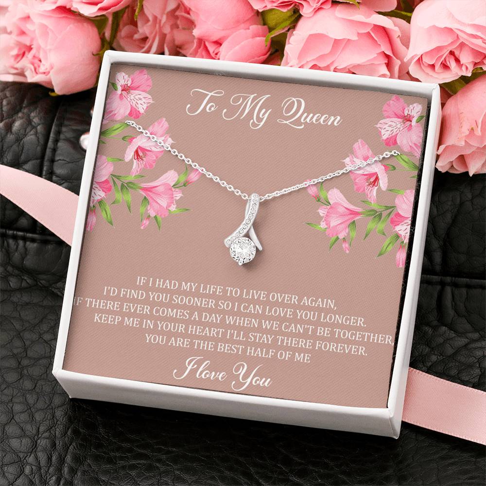 To My Wife, My Queen, Alluring Beauty Necklace For Women, Anniversary Birthday Gifts From Husband