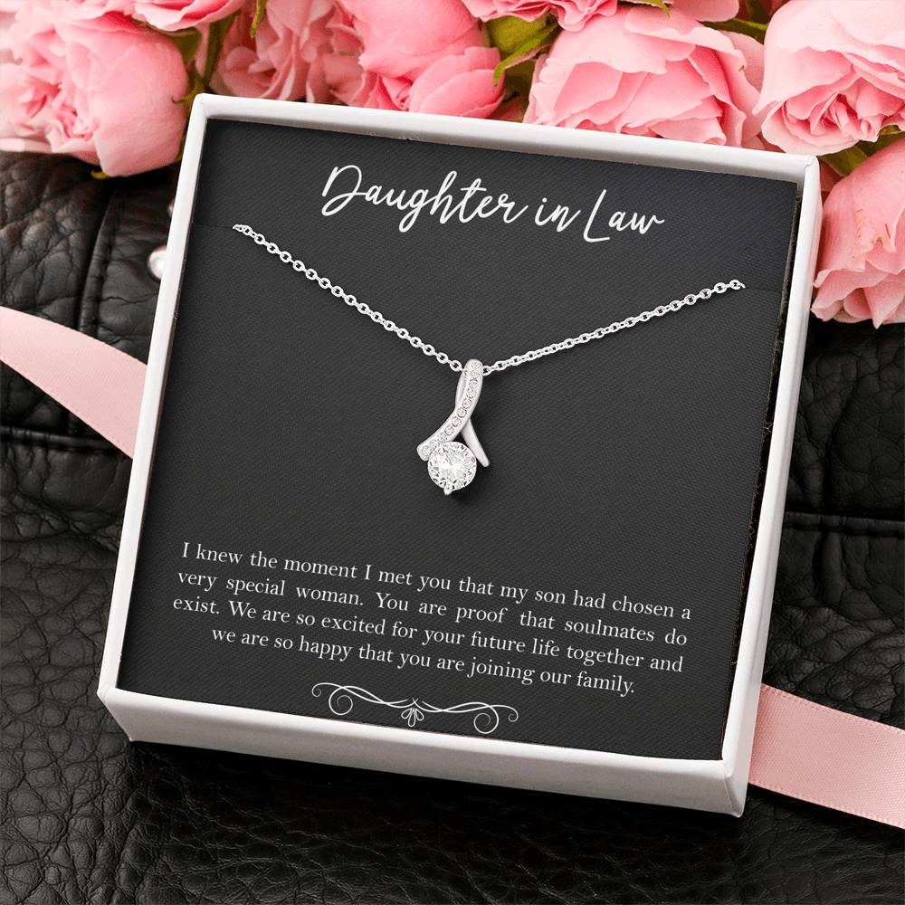 To My Daughter-in-law Gifts, I Knew The Moment I Met You, Alluring Beauty Necklace For Women, Birthday Present Idea From Mother-in-law