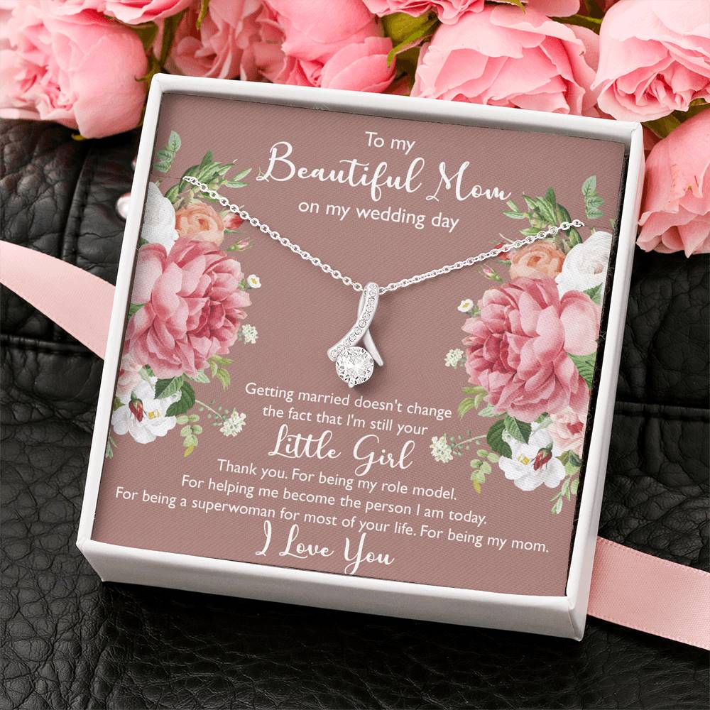 To My Mom Gifts, Thank You, Alluring Beauty Necklace For Women, Wedding Day Thank You Ideas From Daughter