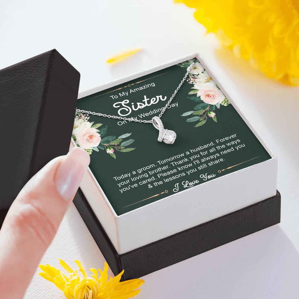 Sister Of The Groom Gifts, Forever Your Loving Brother, Alluring Beauty Necklace For Women, Wedding Day Thank You Ideas From Groom