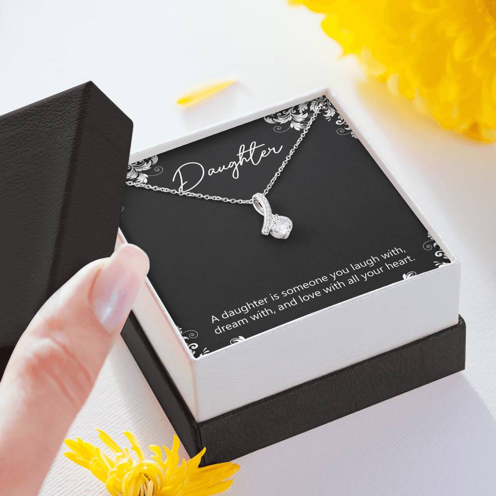 To My Daughter Gifts, A Daughter Is Someone You Laugh With, Alluring Beauty Necklace For Women, Birthday Present Idea From Mom