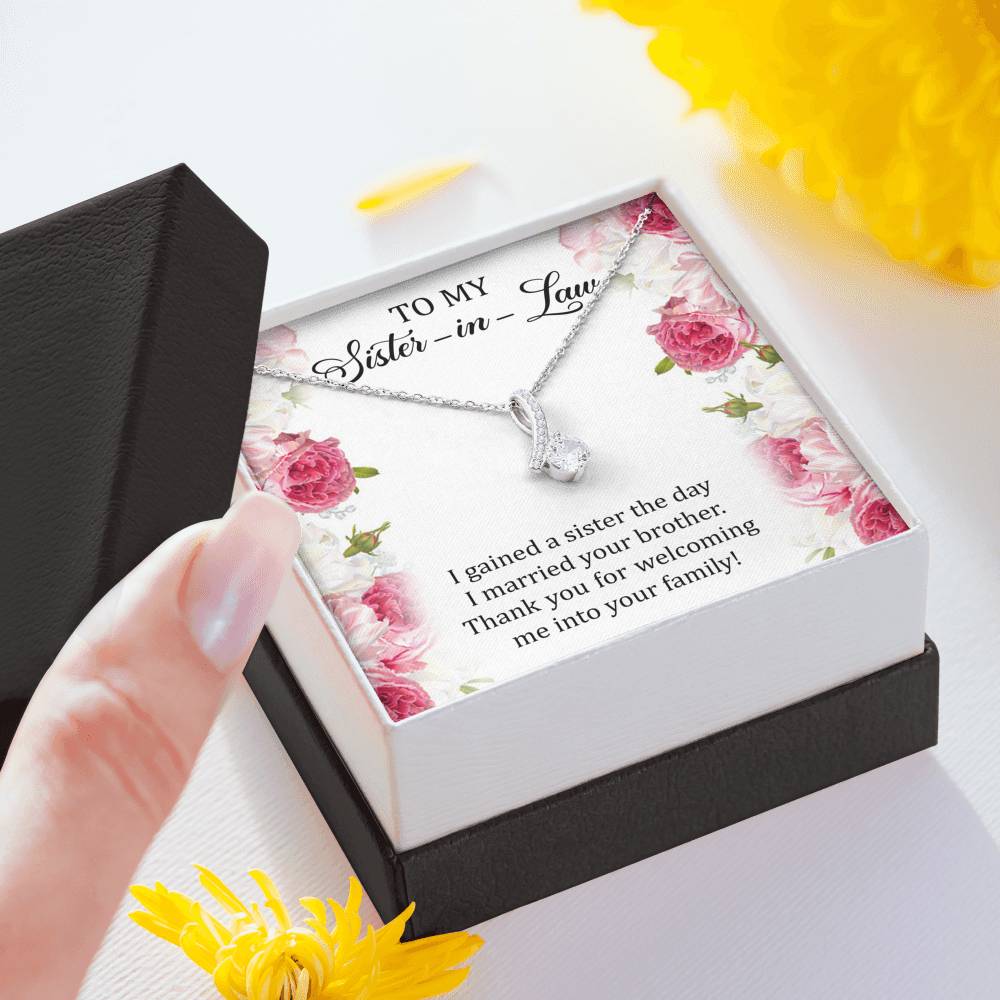 To My Sister-in-law Gifts, I Gained A Sister, Alluring Beauty Necklace For Women, Birthday Present Idea From Sister