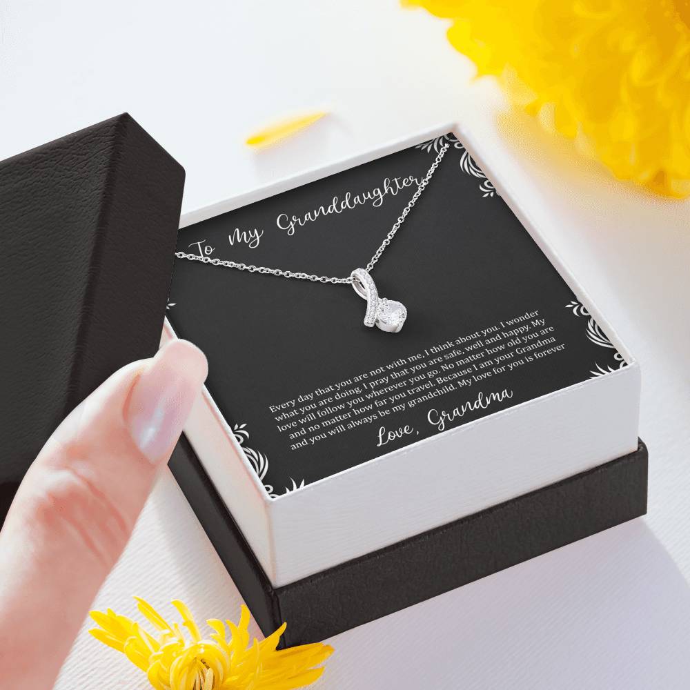 To My Granddaughter Gifts, I Think About You, Alluring Beauty Necklace For Women, Birthday Present Idea From Grandma