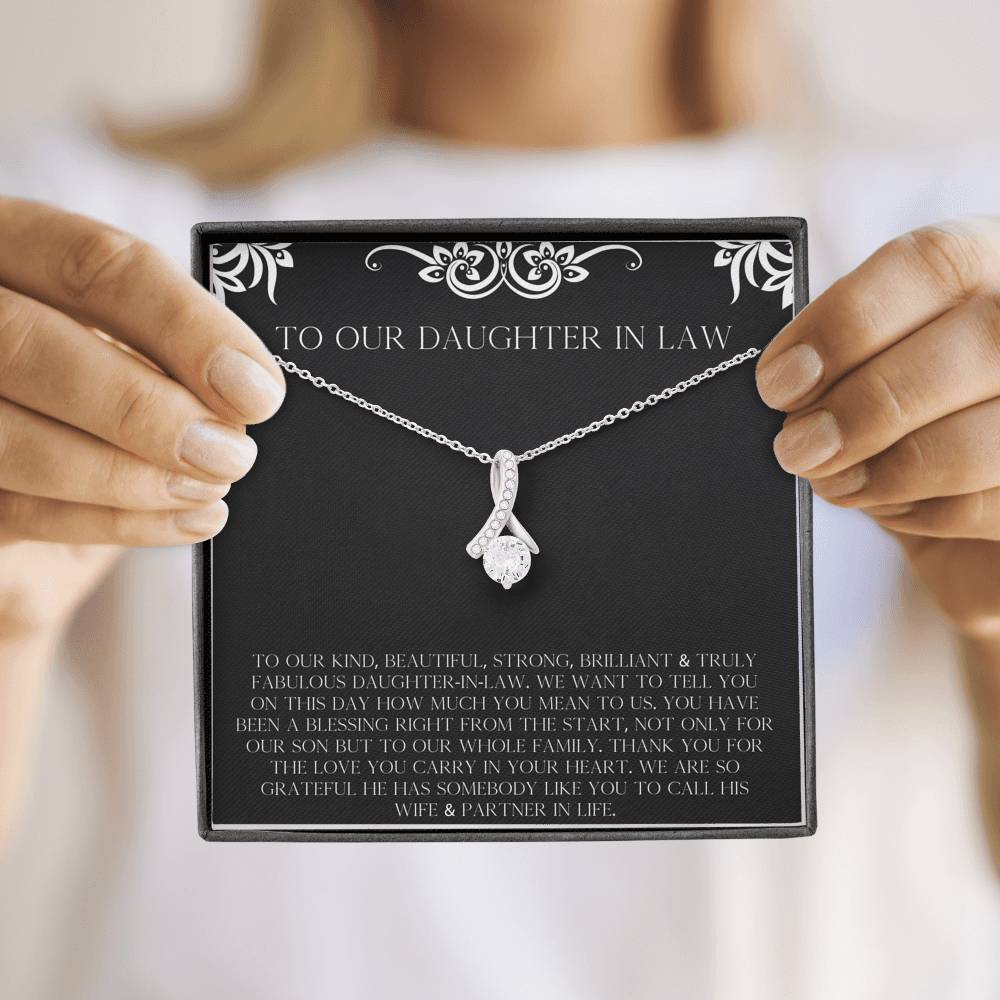 To My Daughter in Law Gifts, Thank You For The Love, Alluring Beauty Necklace For Women, Birthday Present Idea From Mother-in-law