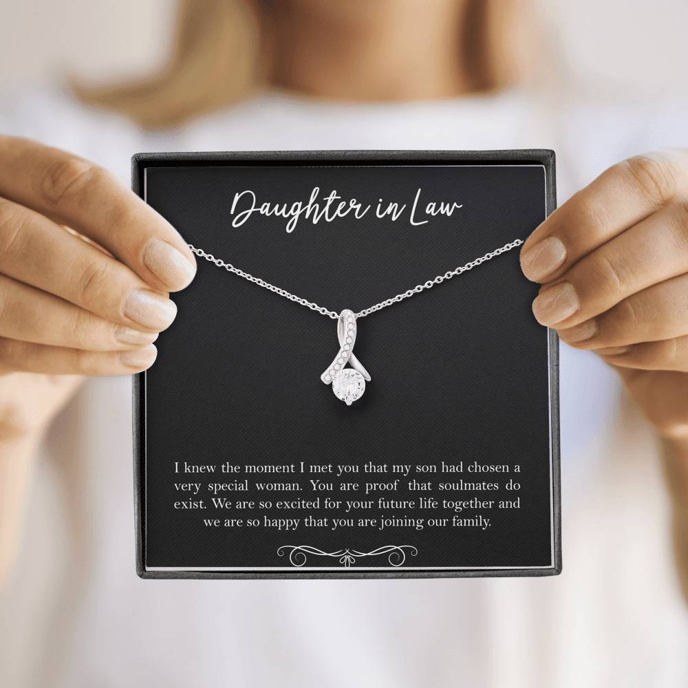 To My Daughter-in-law Gifts, I Knew The Moment I Met You, Alluring Beauty Necklace For Women, Birthday Present Idea From Mother-in-law