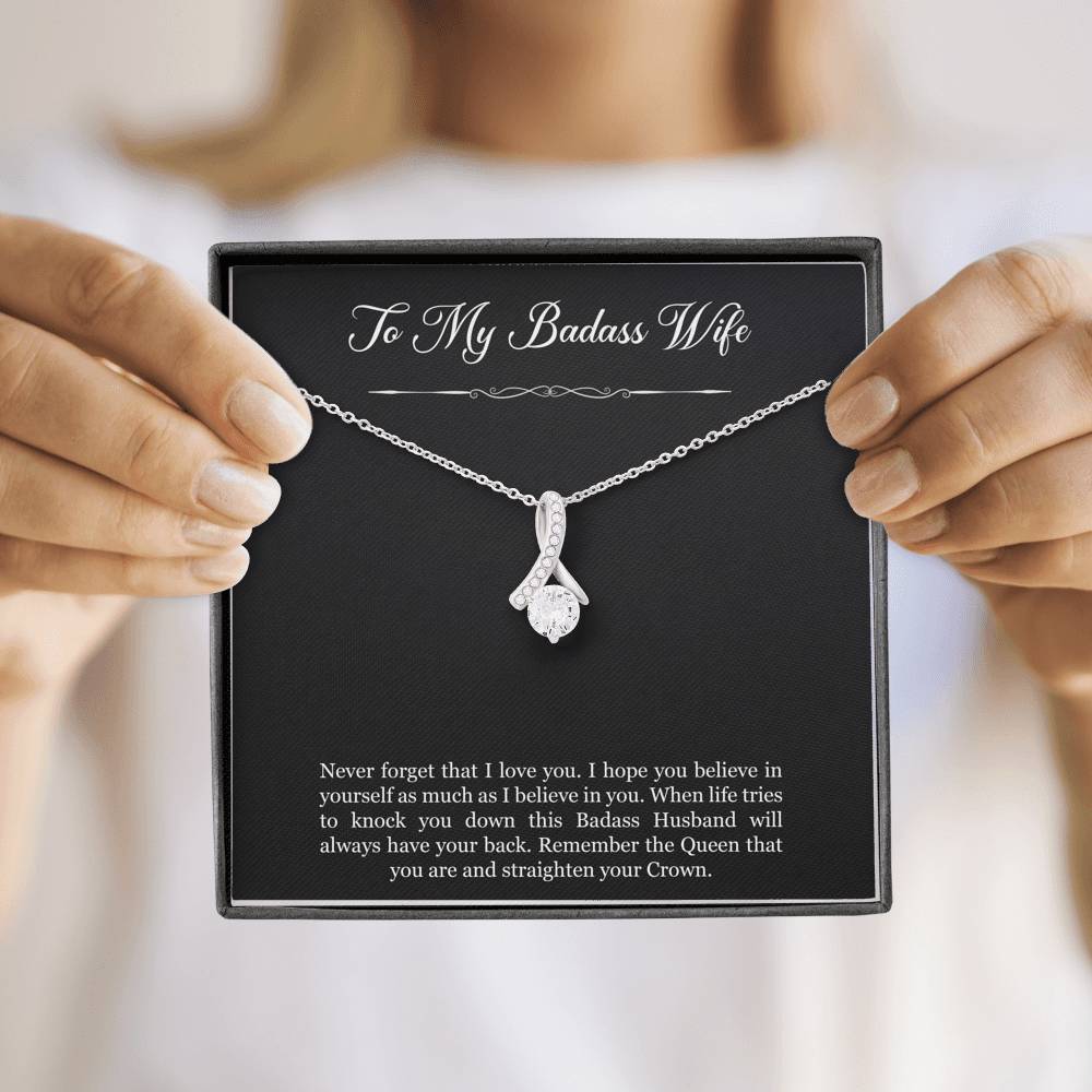 To My Badass Wife, Never Forget That I Love You, Alluring Beauty Necklace For Women, Anniversary Birthday Gifts From Husband